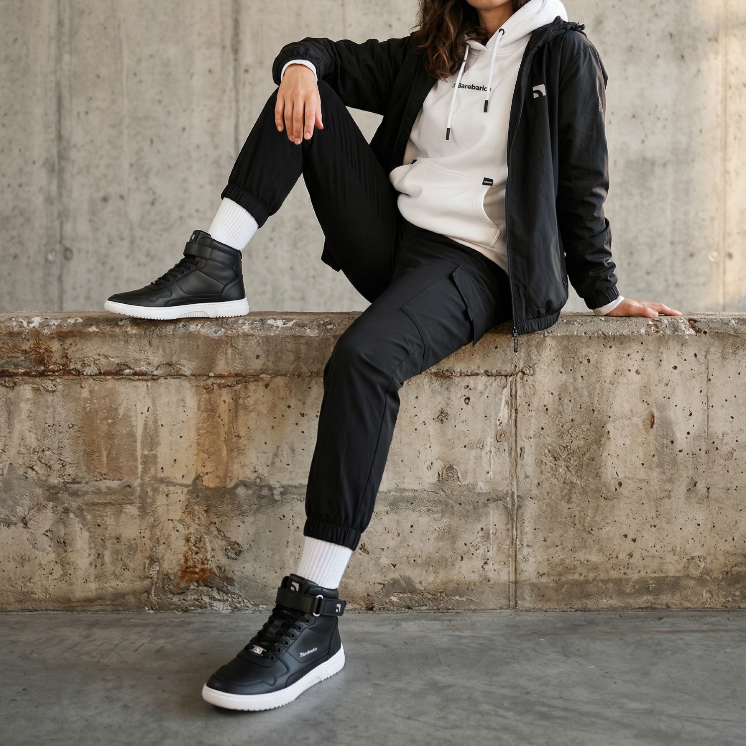 Barefoot tenisky Barebarics Zing - High Top - Black & White (obrázek 3)