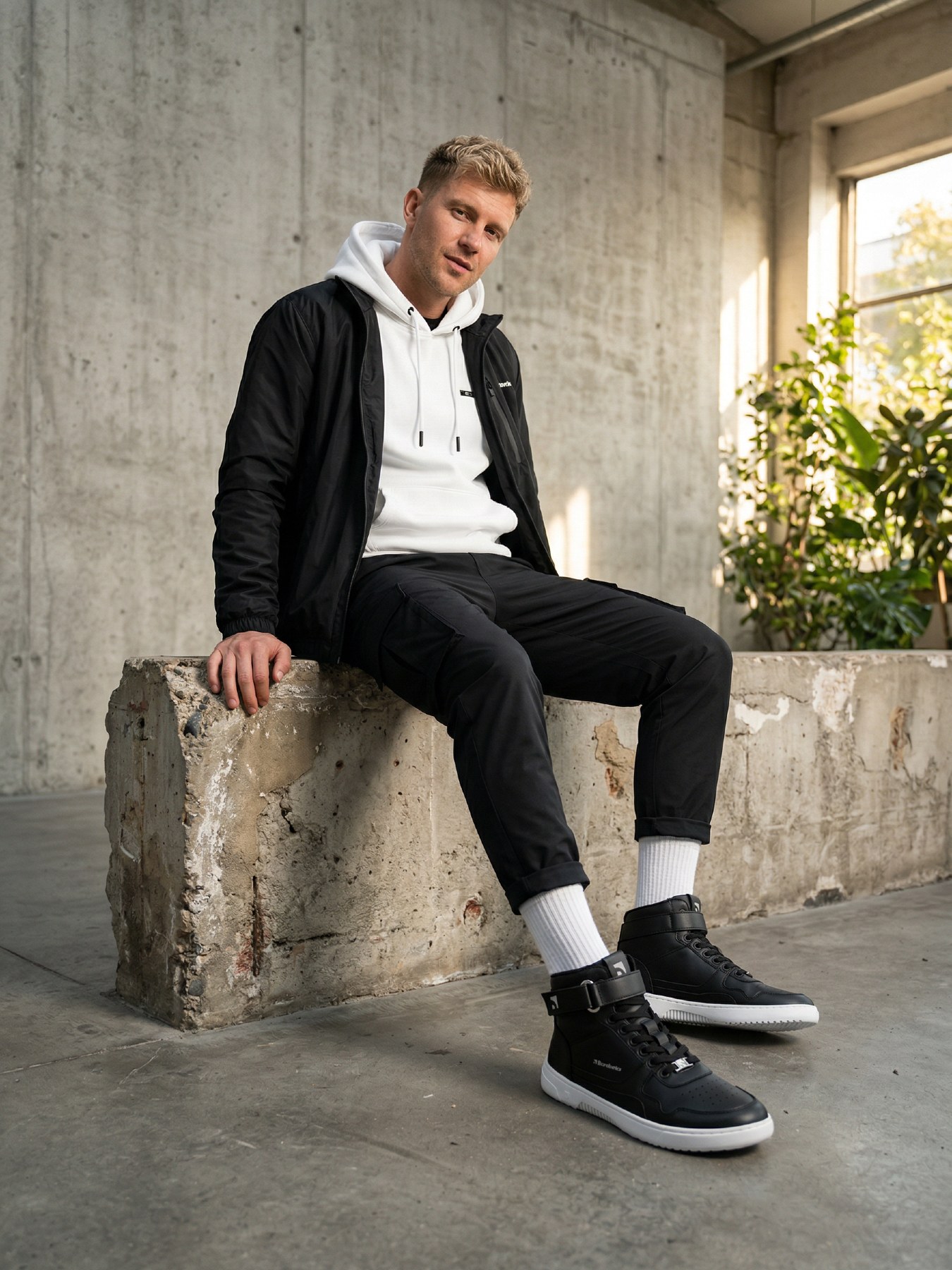 Barefoot tenisky Barebarics Zing - High Top - Black & White (obrázek 7)