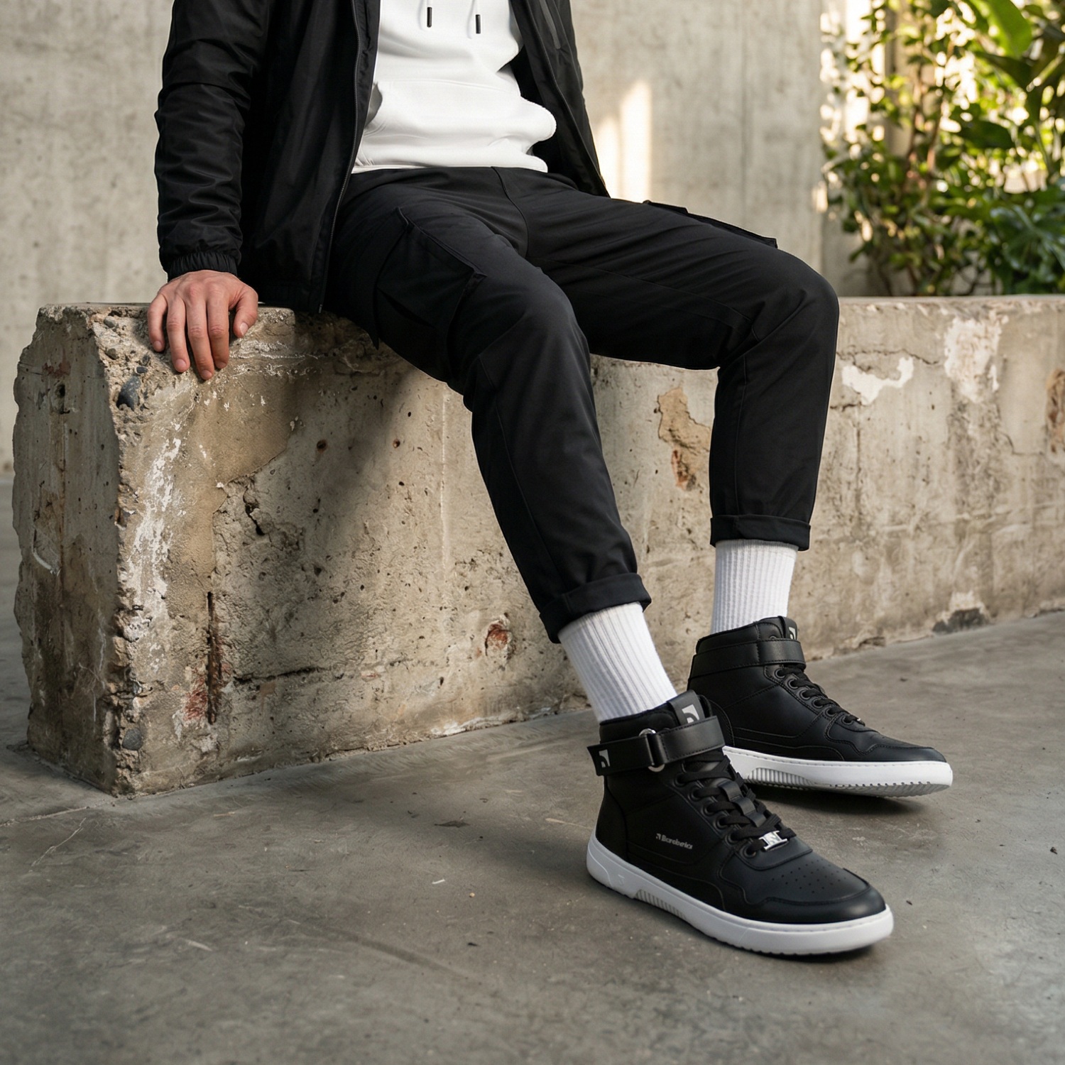 Barefoot tenisky Barebarics Zing - High Top - Black & White (obrázek 8)